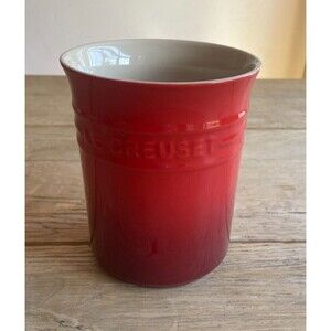 Le Creuset Stoneware 1 Liter Utensil Crock Holder Cerise Cherry Red NEW